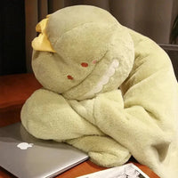 Black Cat Green Dino Plush Cape Hoodie Blanket - Bear Hugs