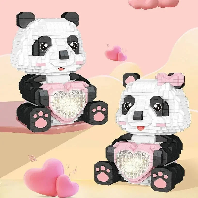 Coco and Bobo Pandas in Love LED Nano Building Blocks - Bear Hugs