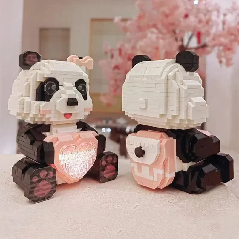 Coco and Bobo Pandas in Love LED Nano Building Blocks - Bear Hugs
