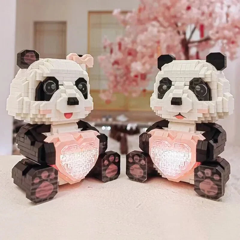 Coco and Bobo Pandas in Love LED Nano Building Blocks - Bear Hugs
