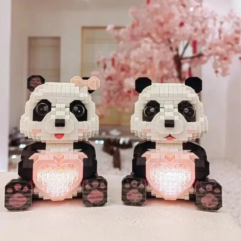 Coco and Bobo Pandas in Love LED Nano Building Blocks - Bear Hugs