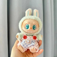 Handmade Labubu Summer Dungarees Checked Bear Outfit with Accessories - Bear Hugs