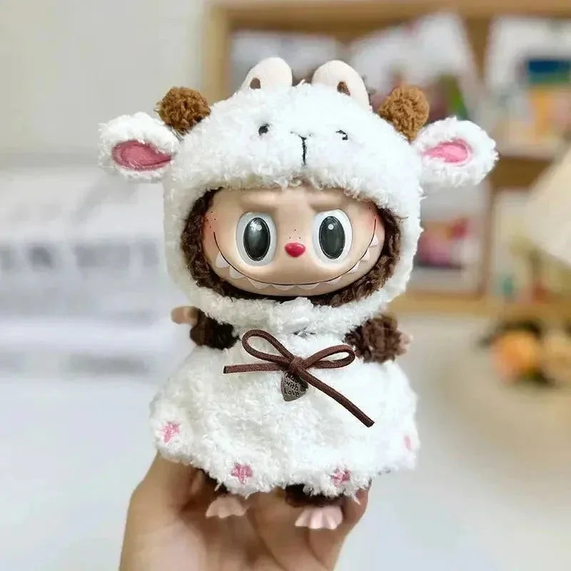 Handmade Labubu White Sheep Overalls Outfit - Bear Hugs