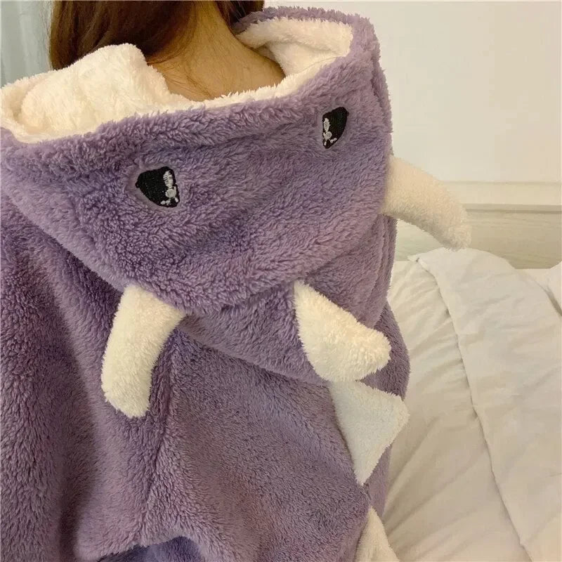 Kawaii Pastel Dragon Plush Hoodie Blanket - Bear Hugs