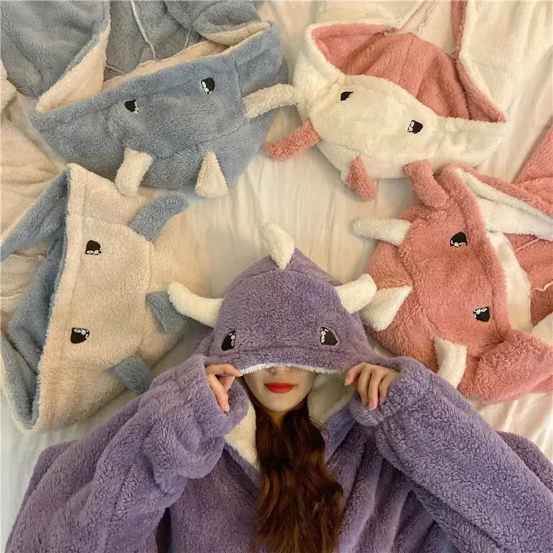 Kawaii Pastel Dragon Plush Hoodie Blanket - Bear Hugs