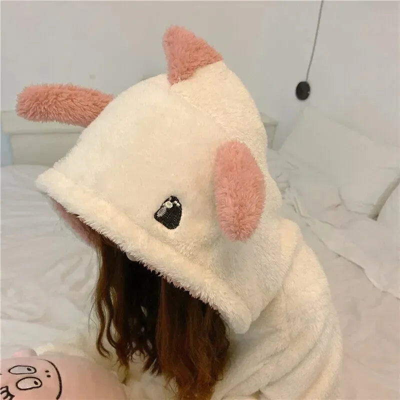 Kawaii Pastel Dragon Plush Hoodie Blanket - Bear Hugs