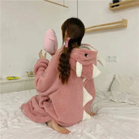 Kawaii Pastel Dragon Plush Hoodie Blanket - Bear Hugs