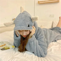 Kawaii Pastel Dragon Plush Hoodie Blanket - Bear Hugs