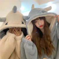 Kawaii Pastel Dragon Plush Hoodie Blanket - Bear Hugs