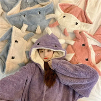 Kawaii Pastel Dragon Plush Hoodie Blanket - Bear Hugs