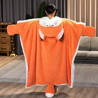 Lovely Orange Fox Plush Cape Hoodie Blanket - Bear Hugs
