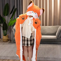 Lovely Orange Fox Plush Cape Hoodie Blanket - Bear Hugs