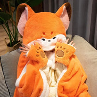 Lovely Orange Fox Plush Cape Hoodie Blanket - Bear Hugs