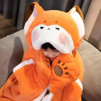 Lovely Orange Fox Plush Cape Hoodie Blanket - Bear Hugs