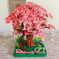 Pink Sakura Tree House Pond Nano Building Blocks - Bear Hugs