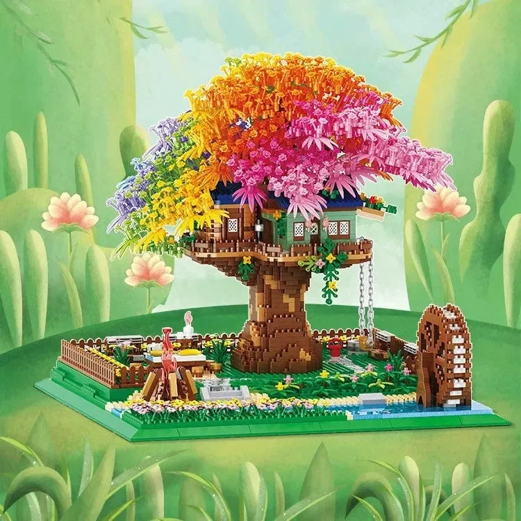 Rainbow Sakura Tree House Light Nano Building Blocks - Bear Hugs