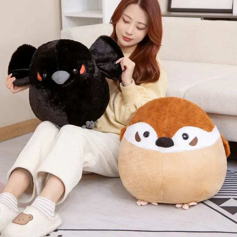 Round Chonky Sparrow Raven Crow Bird Plushies - Bear Hugs