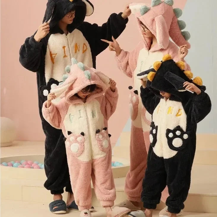 Soft Dinosaur Family Fluffy Pyjama 1-Piece Set - Bear Hugs