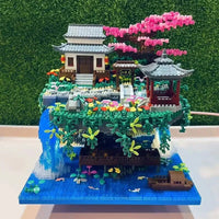 Waterfall Japanese House Sakura Tree Floating Island Nano Building Blocks | Limited Stock - Bear Hugs