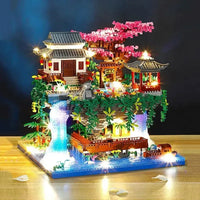 Waterfall Japanese House Sakura Tree Floating Island Nano Building Blocks | Limited Stock - Bear Hugs