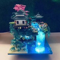 Waterfall Japanese House Sakura Tree Floating Island Nano Building Blocks | Limited Stock - Bear Hugs