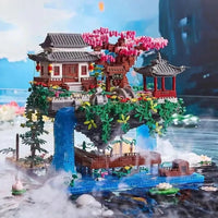 Waterfall Japanese House Sakura Tree Floating Island Nano Building Blocks | Limited Stock - Bear Hugs