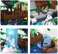 Waterfall Japanese House Sakura Tree Floating Island Nano Building Blocks | Limited Stock - Bear Hugs