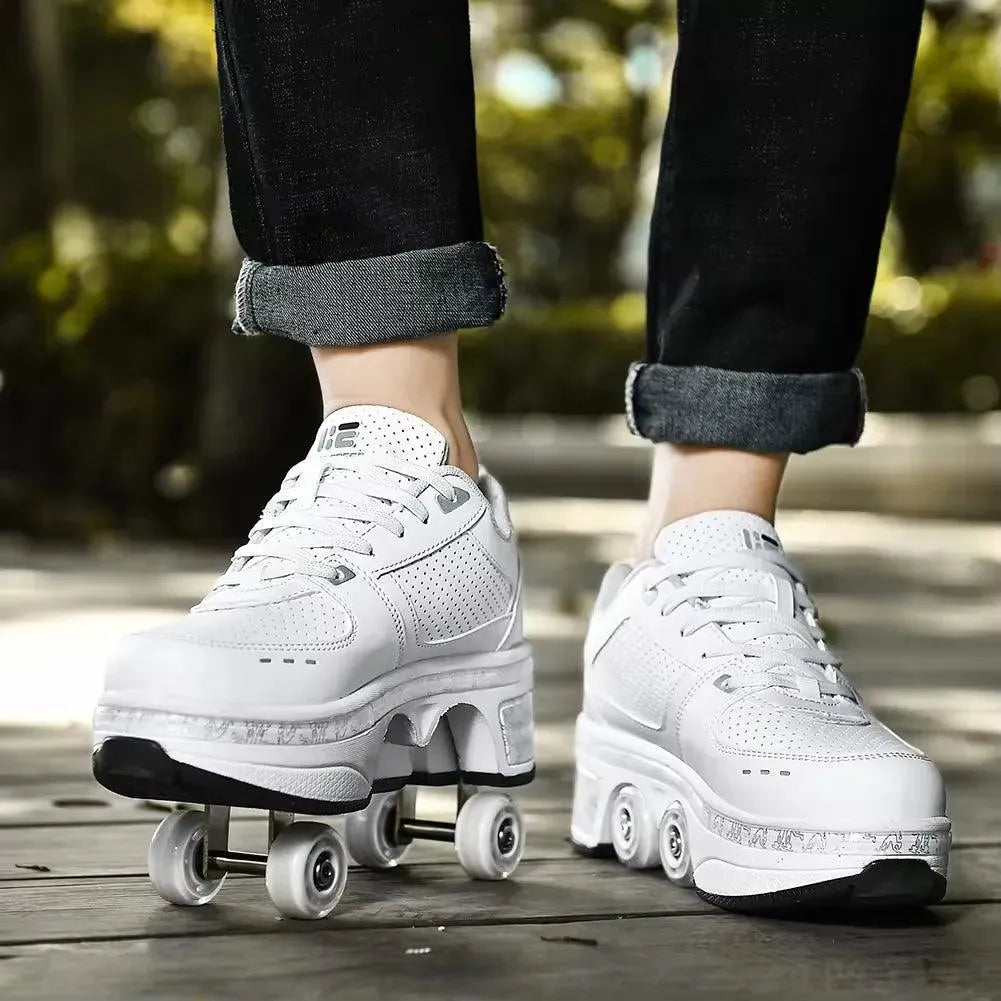 Kick Speed Four-Wheel 2 in 1 Deformation Roller Skate Shoes - Bear Hugs