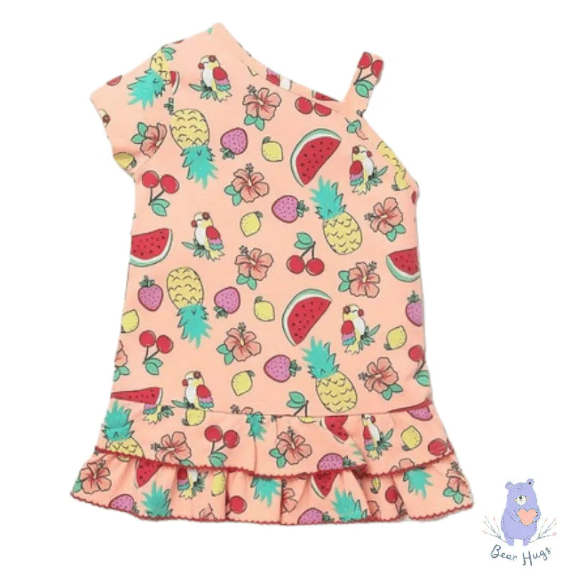 Kids Fruit Print One-Shoulder Shift Dress - Bear Hugs