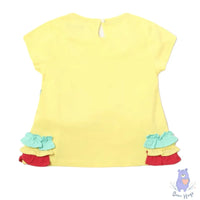 Kids Printed Round-Neck Top with Ruffled Panels - Bear Hugs