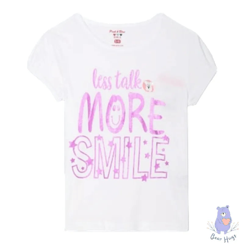 Kids Typographic Print Round-Neck T-Shirt - Bear Hugs