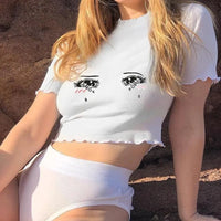 Knit Sad Eyes Crop Top - Bear Hugs
