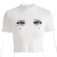 Knit Sad Eyes Crop Top - Bear Hugs