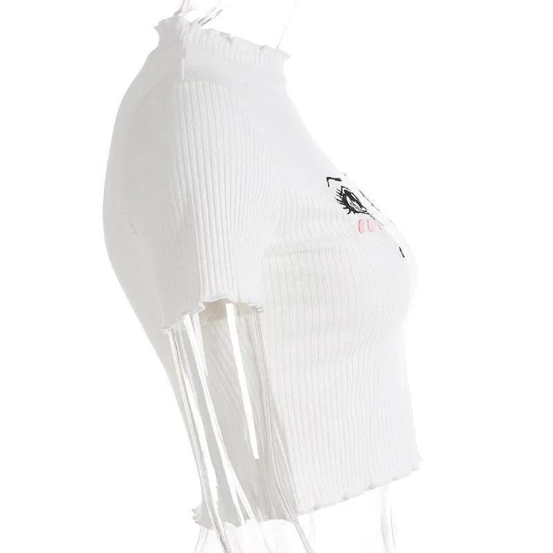 Knit Sad Eyes Crop Top - Bear Hugs