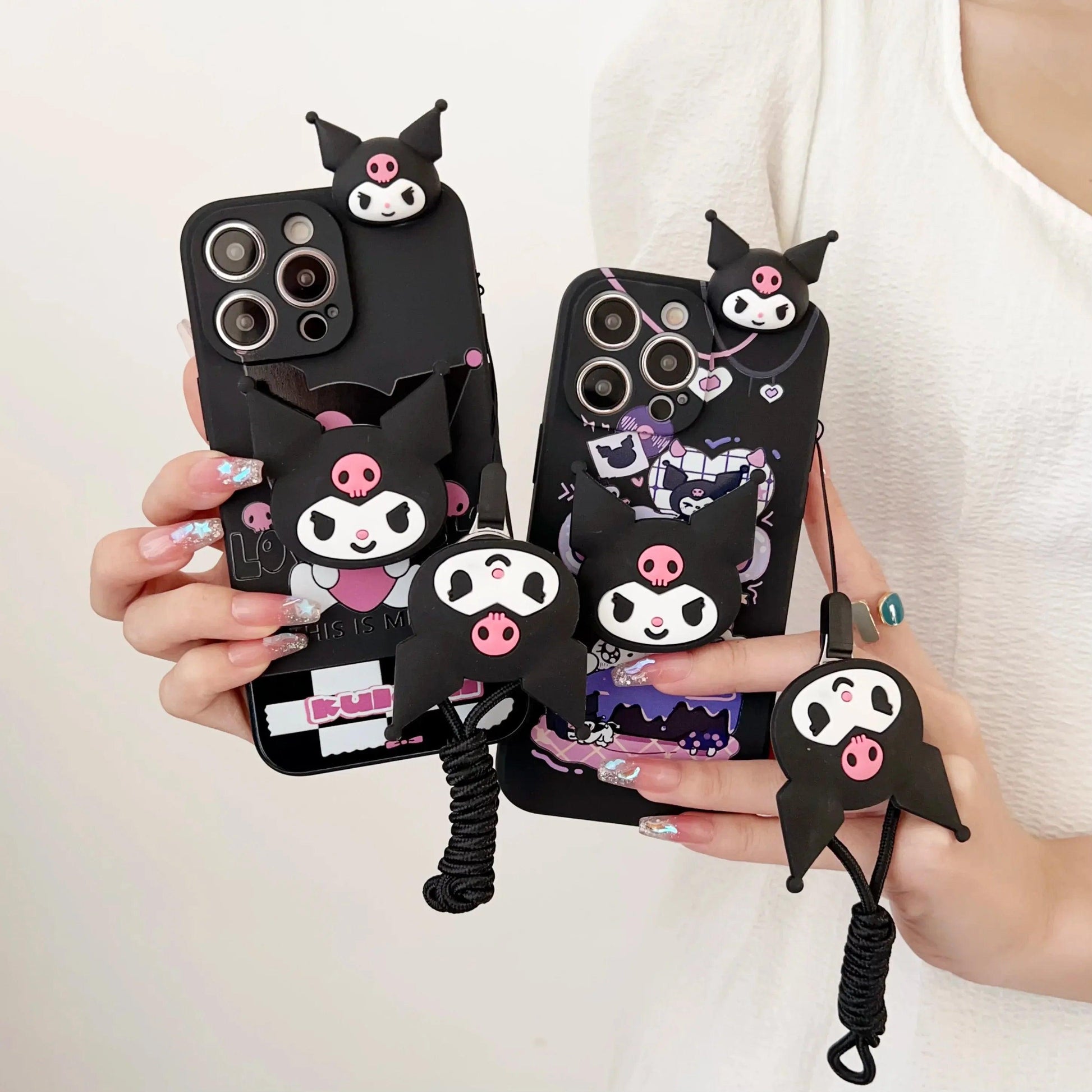 Kuromi Case with Rope Holder (For iPhones) - Bear Hugs