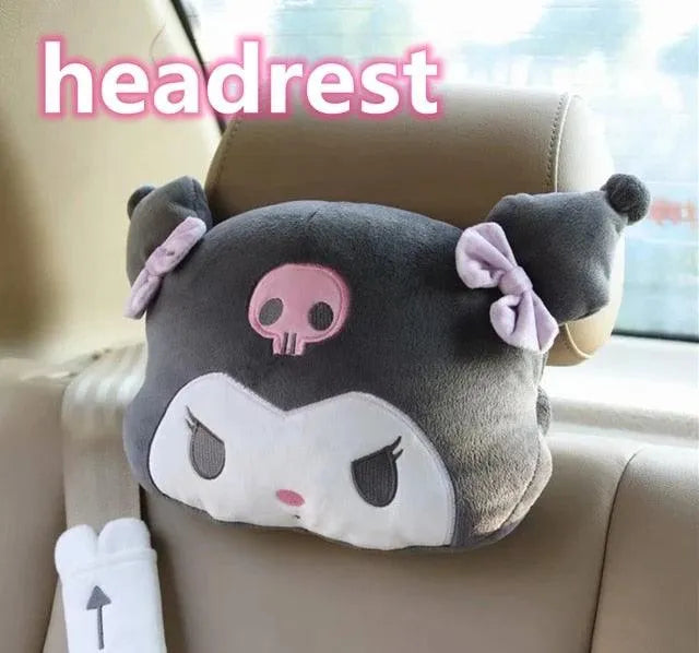 Kuromi My Melody Car Headrest and Seatbelt Protector - Bear Hugs