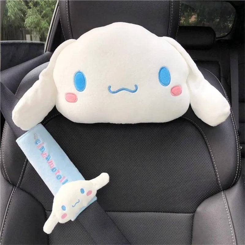 Kuromi My Melody Car Headrest and Seatbelt Protector - Bear Hugs