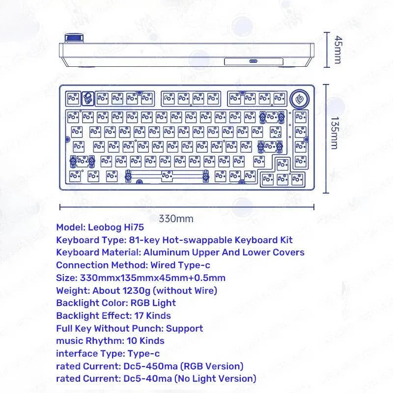 LEOBOG Hi75 Sugar65 Custom Mechanical Keyboard - Bear Hugs