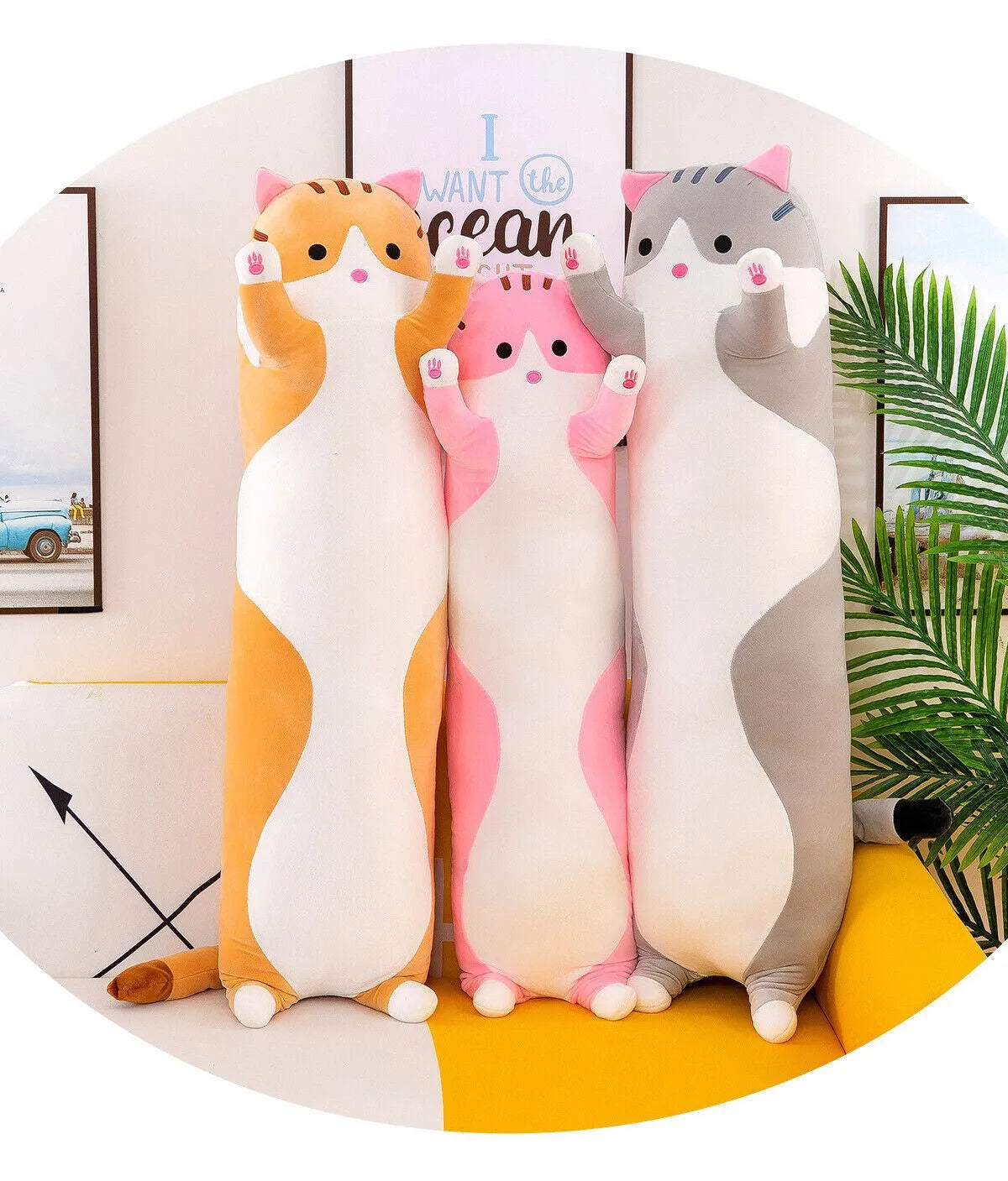 Long Cat Plush Pillow - Bear Hugs