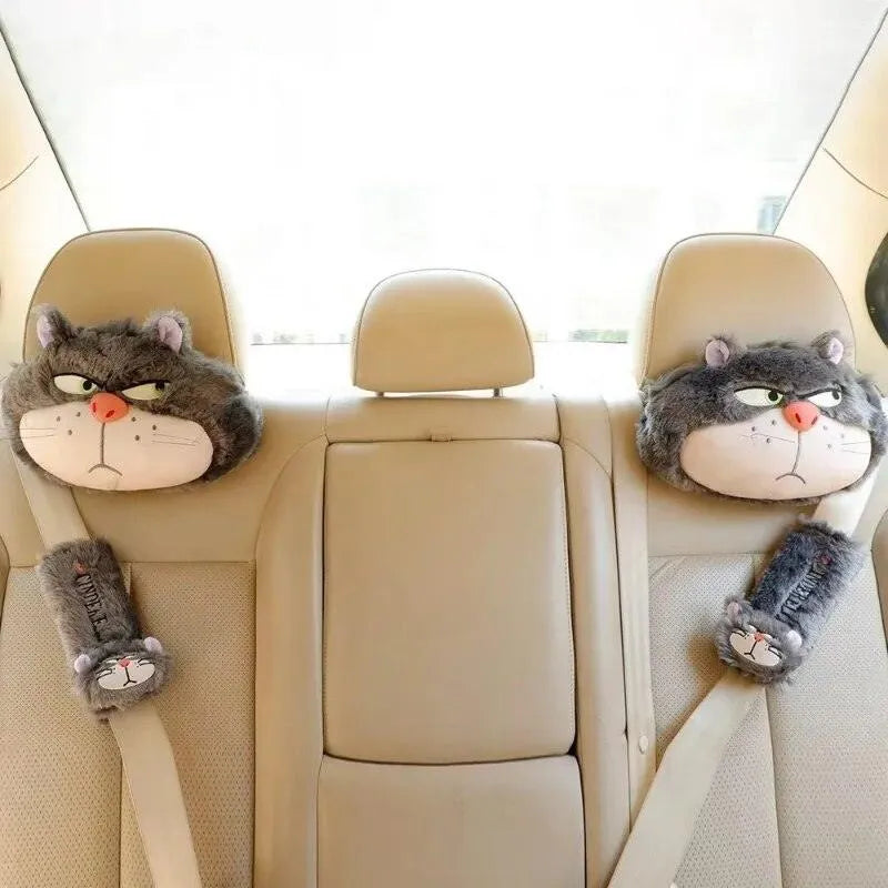 Lucifer Cat Car Headrest and Seatbelt Protector - Bear Hugs