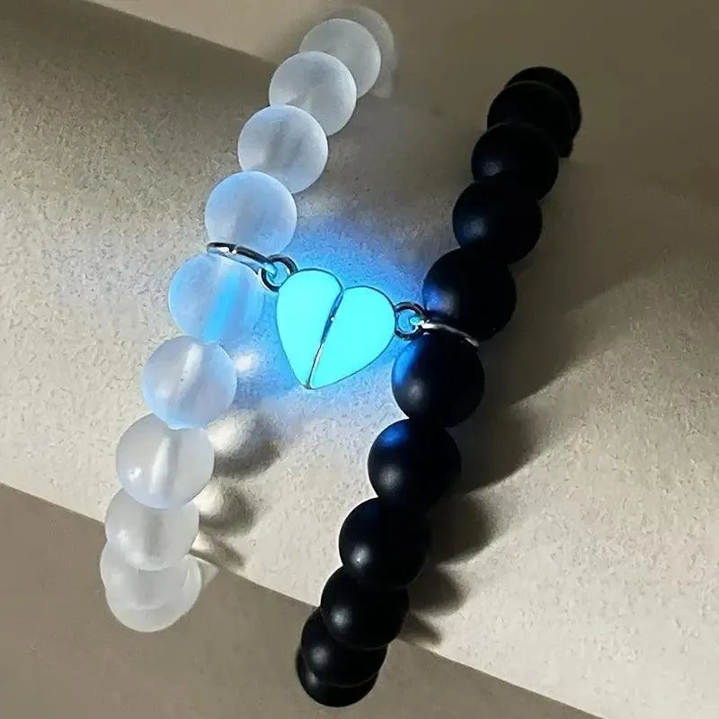 Luminous Glow in the Dark Couple Heart Bracelet - Bear Hugs