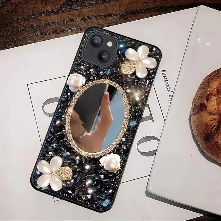 Luxurious Pearl Flowers Mirror Phone Case (For iPhones) - Bear Hugs