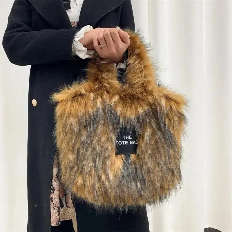 Luxury Faux Fur Gradient Tote Bag - Bear Hugs