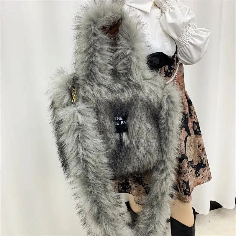 Luxury Faux Fur Gradient Tote Bag - Bear Hugs