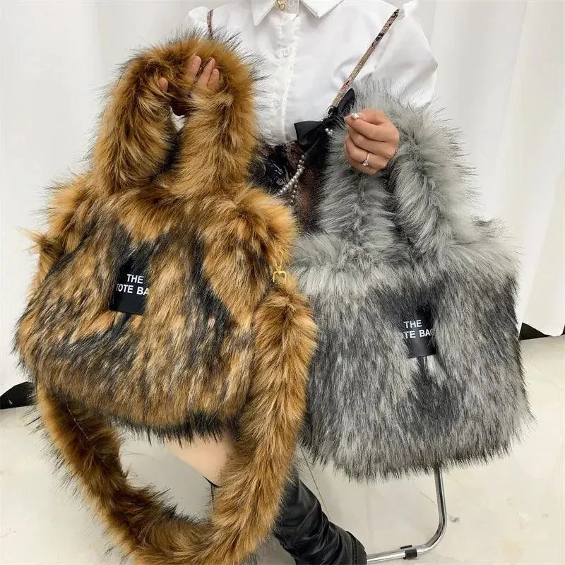 Luxury Faux Fur Gradient Tote Bag - Bear Hugs