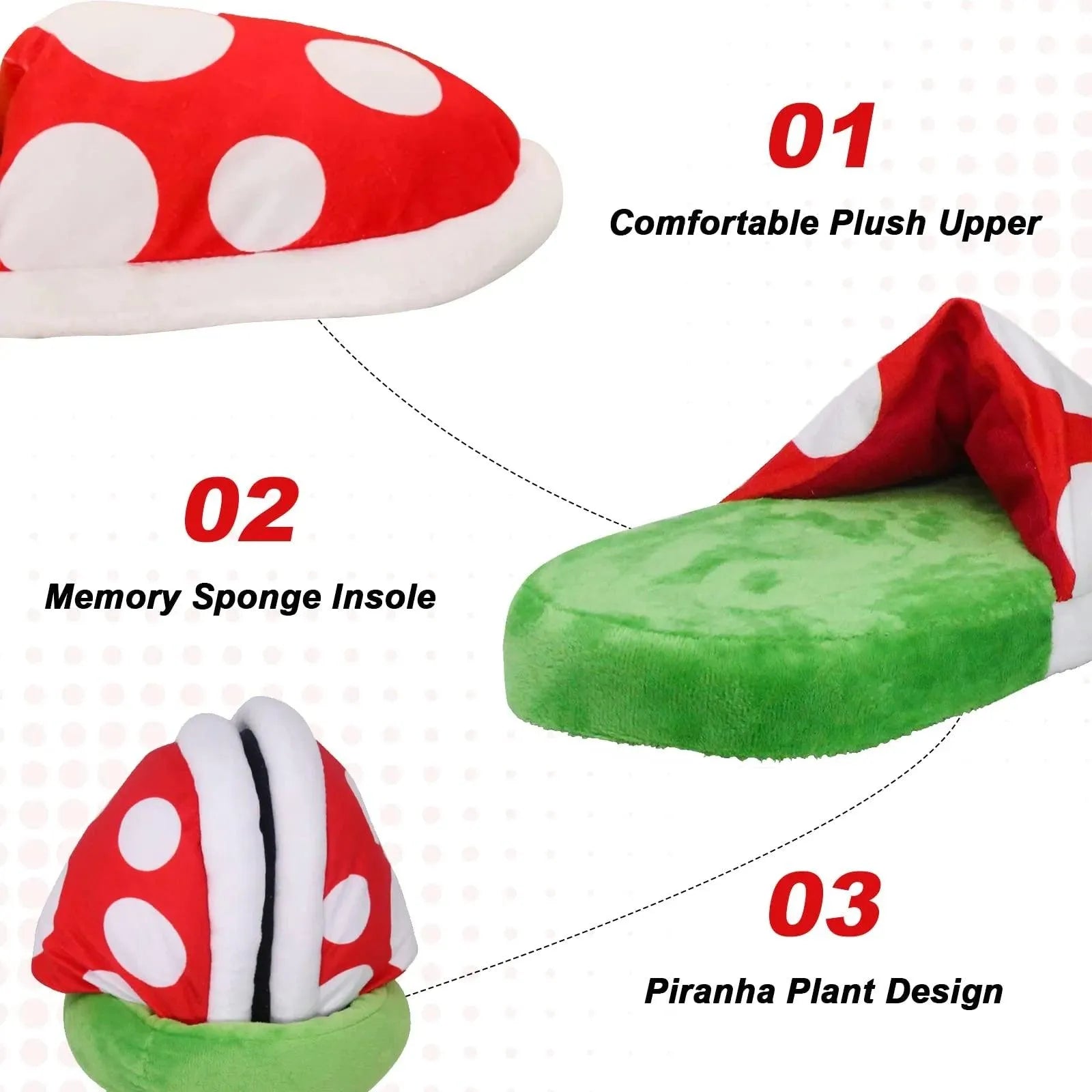 Mario Piranha Plant Plush Slippers - Bear Hugs