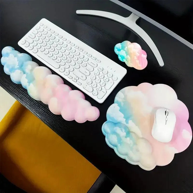 Memory Foam Cloud Keyboard Wrist Rest Set - Bear Hugs