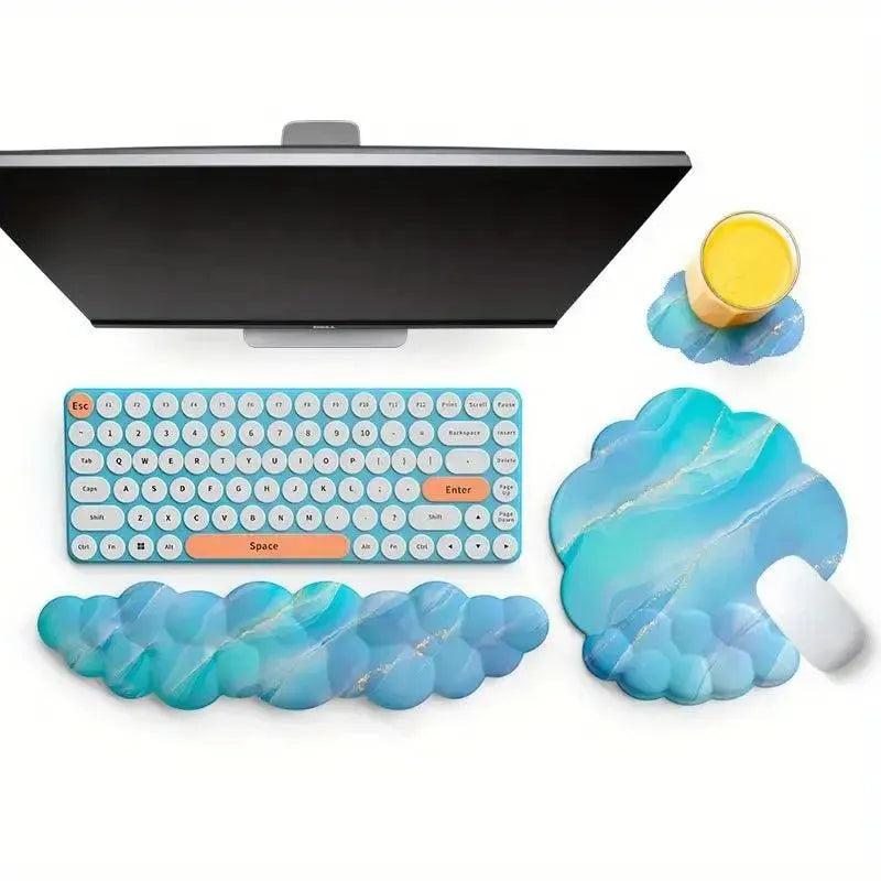 Memory Foam Cloud Keyboard Wrist Rest Set - Bear Hugs