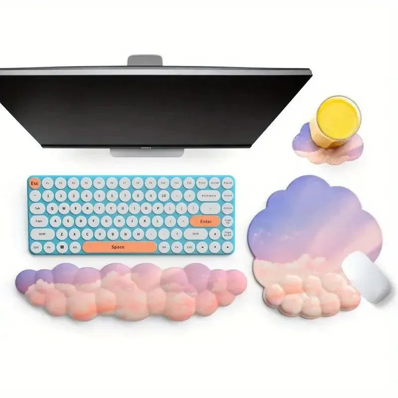 Memory Foam Cloud Keyboard Wrist Rest Set - Bear Hugs