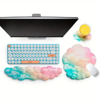 Memory Foam Cloud Keyboard Wrist Rest Set - Bear Hugs